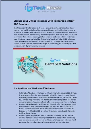 Elevate Your Online Presence with TechGrade’s Banff SEO Solutions