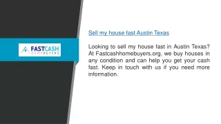 Sell My House Fast Austin Texas  Fastcashhomebuyers.org
