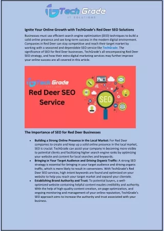 Ignite Your Online Growth with TechGrade’s Red Deer SEO Solutions
