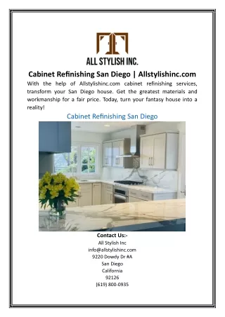 Cabinet Refinishing San Diego Allstylishinc