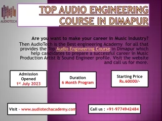 Top Audio Engineering Course in Dimapur