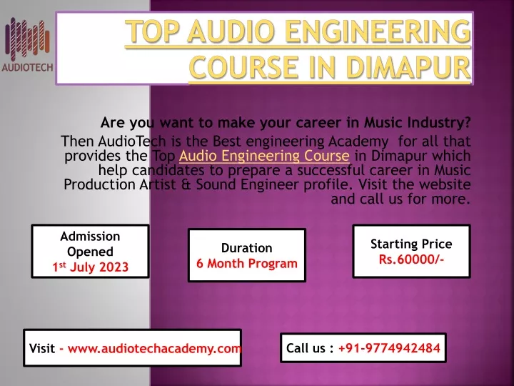 top audio engineering course in dimapur