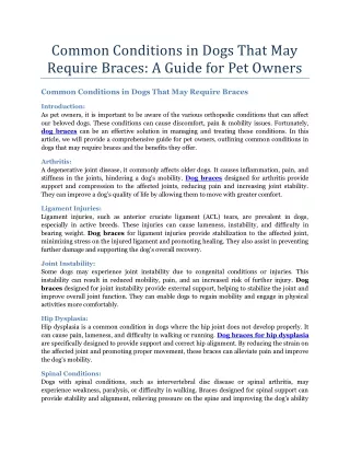 common conditions in dogs that may require braces