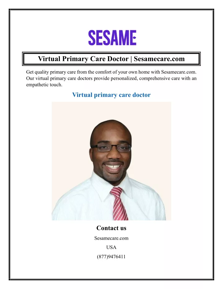 virtual primary care doctor sesamecare com
