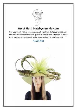 Ascot Hat Hatsbycressida