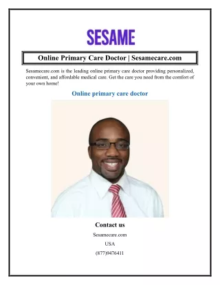 Online Primary Care Doctor  Sesamecare.com