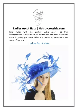 Ladies Ascot Hats Hatsbycressida