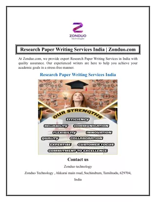 Research Paper Writing Services India  Zonduo.com