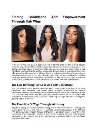 Finding Confidence And Empowerment Through Hair Wigs