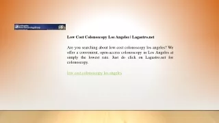 Low Cost Colonoscopy Los Angeles  Lagastro.net