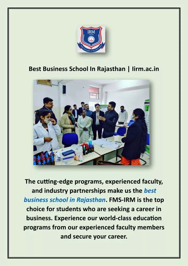 best business school in rajasthan iirm ac in