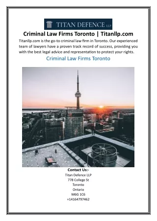 Criminal Law Firms Toronto Titanllp