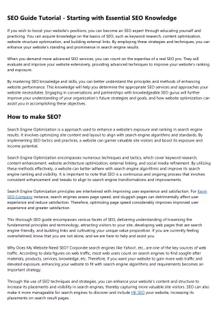 seo guide tutorial starting with essential