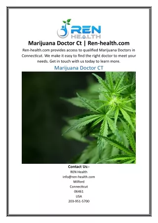Marijuana Doctor Ct Ren-health