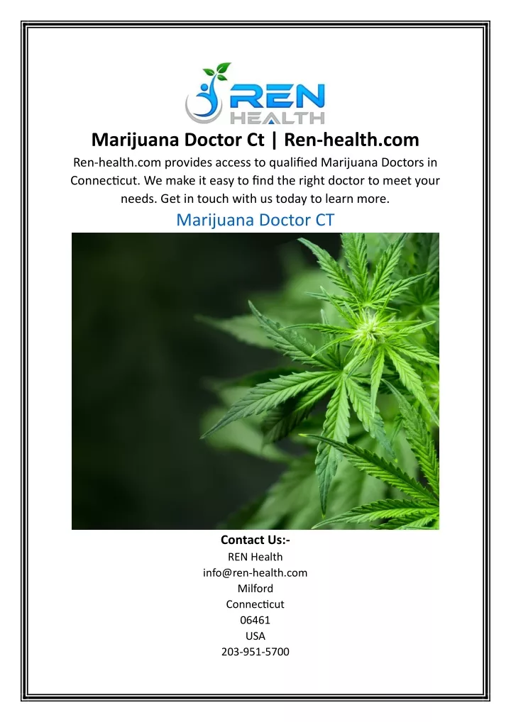 marijuana doctor ct ren health com ren health