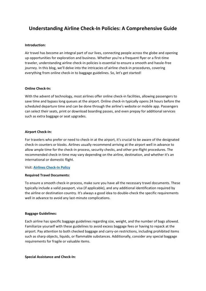 understanding airline check in policies