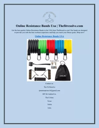 Online Resistance Bands Usa  Thefitresolve