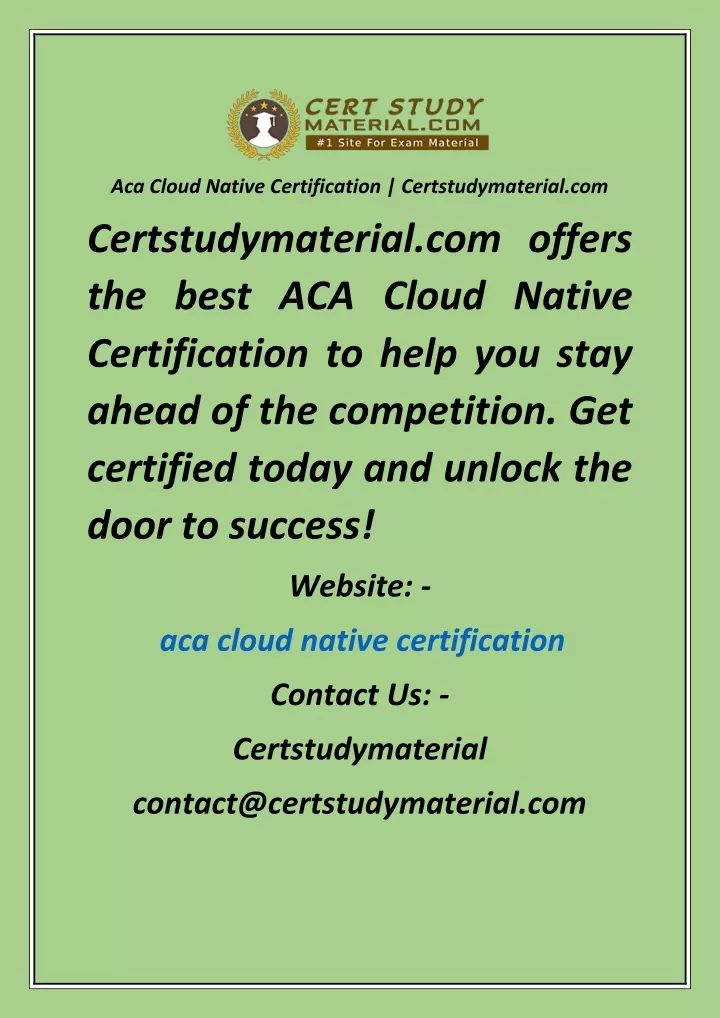 aca cloud native certification certstudymaterial