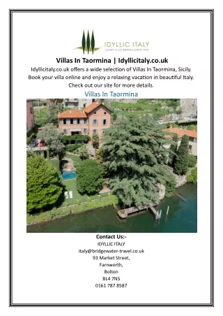 Villas In Taormina Idyllicitaly.co.uk