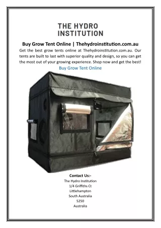 Buy Grow Tent Online Thehydroinstitution.com