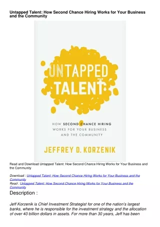 download/pdf Untapped Talent: How Second Chance Hiring Works for Your Business and the Community