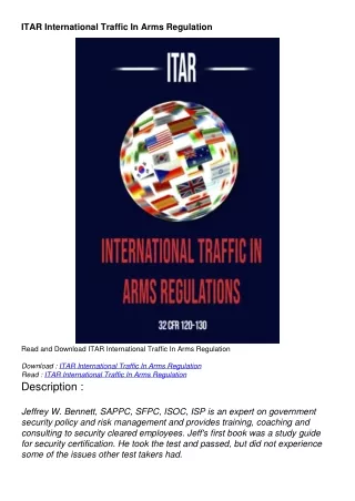 pdf read online] ITAR International Traffic In Arms Regulation