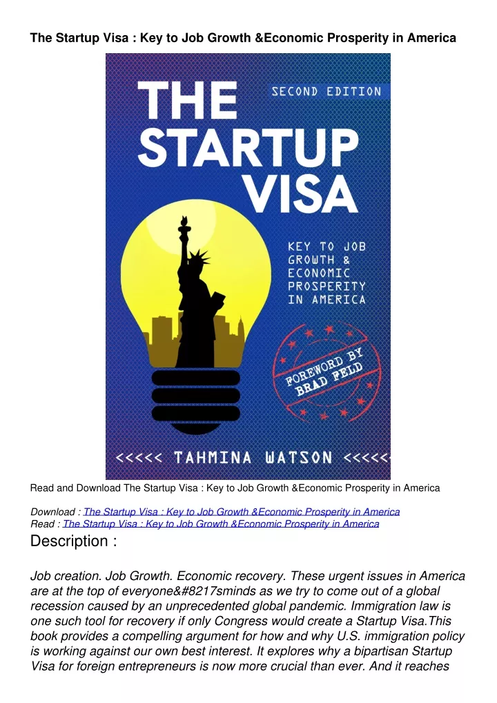 the startup visa key to job growth economic