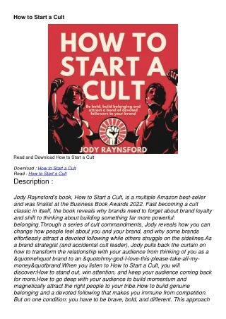 [pdf] download How to Start a Cult