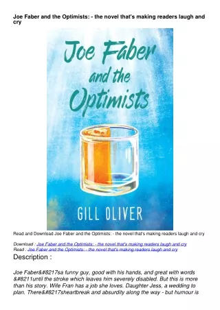 [read download] Joe Faber and the Optimists: - the novel that's making readers laugh and cry