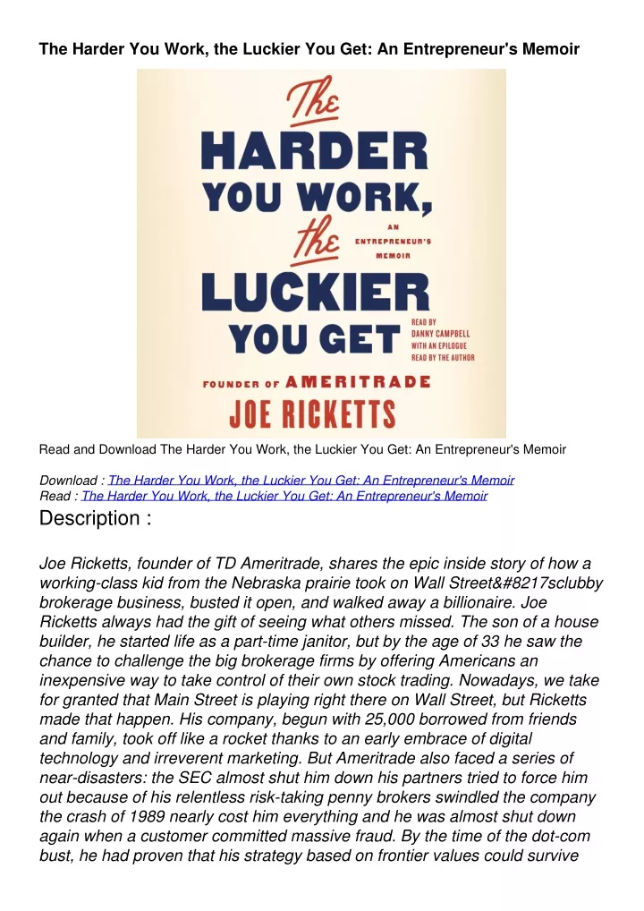 the harder you work the luckier