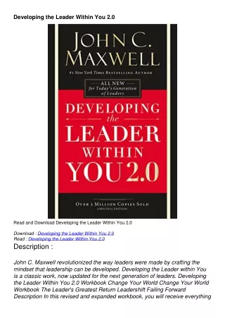 $pdf$/read/download Developing the Leader Within You 2.0