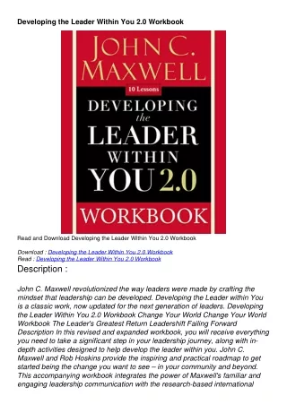 download/pdf Developing the Leader Within You 2.0 Workbook