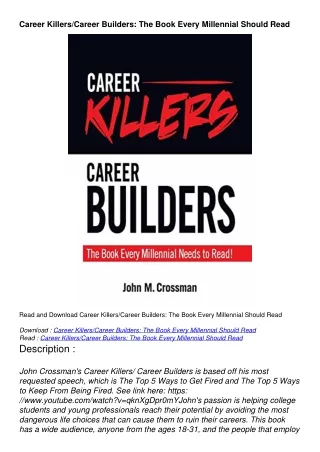 download book [pdf] Career Killers/Career Builders: The Book Every Millennial Should Read