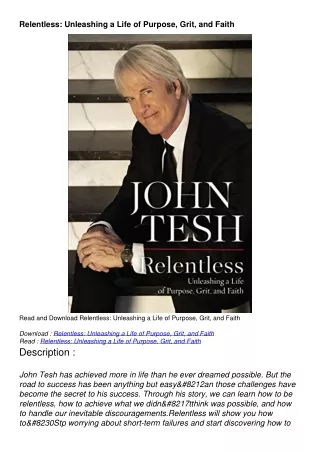 [pdf read online] Relentless: Unleashing a Life of Purpose, Grit, and Faith