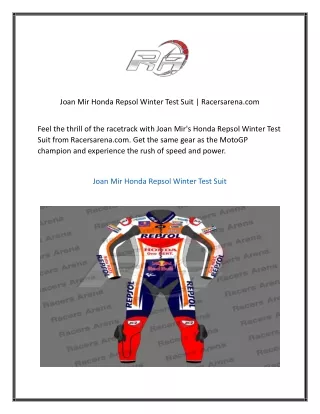 Joan Mir Honda Repsol Winter Test Suit Racersarena.com