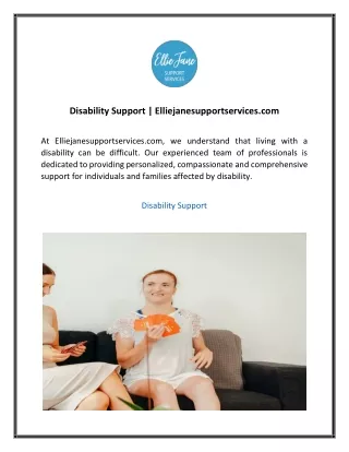 Disability Support  Elliejanesupportservices.com 01
