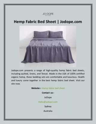 Hemp Fabric Bed Sheet  Jodope