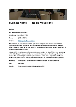 Noble Movers Inc