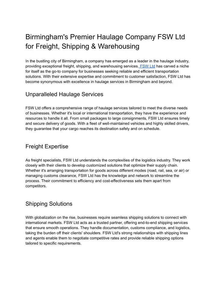 birmingham s premier haulage company