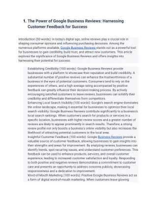 The Power of Google Business Reviews: Harnessing Customer Feedback for Success