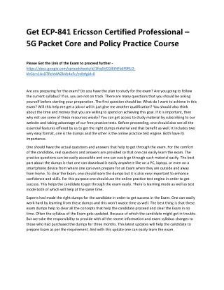 get ecp 841 ericsson certified professional