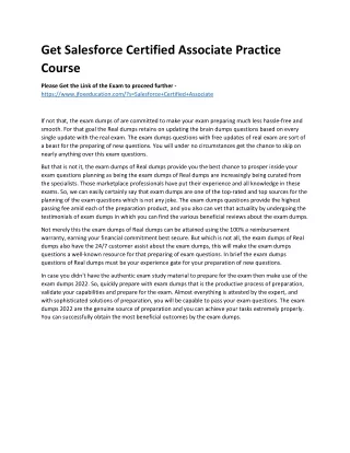 get salesforce certified associate practice course