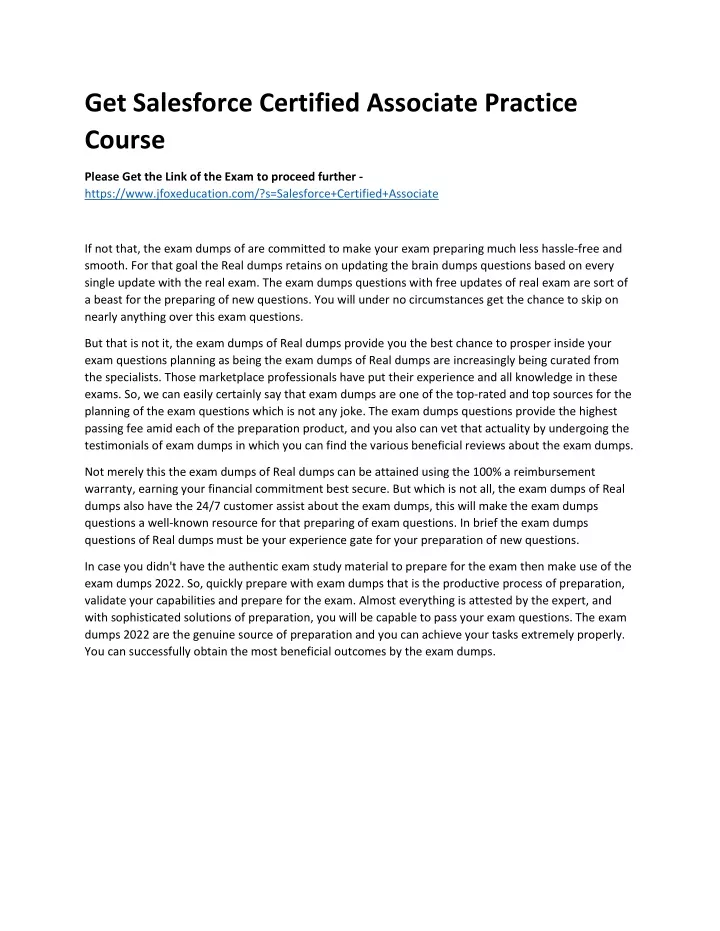 get salesforce certified associate practice course