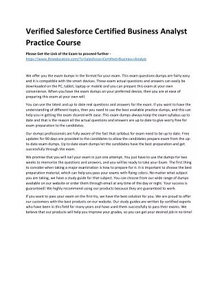 verified salesforce certified business analyst