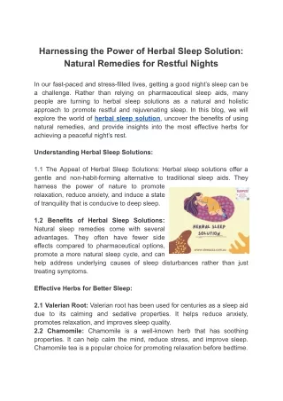 Harnessing the Power of Herbal Sleep Solution_ Natural Remedies for Restful Nights