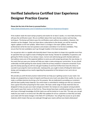 verified salesforce certified user experience