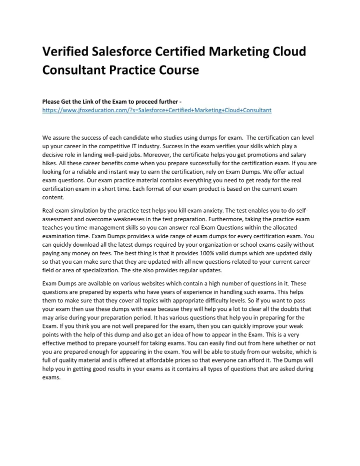 verified salesforce certified marketing cloud