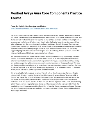 verified avaya aura core components practice