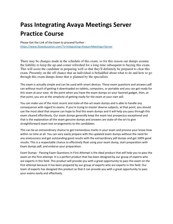 pass integrating avaya meetings server practice