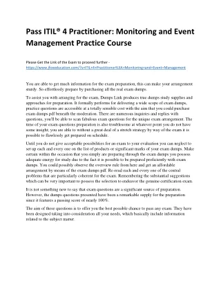 pass itil 4 practitioner monitoring and event